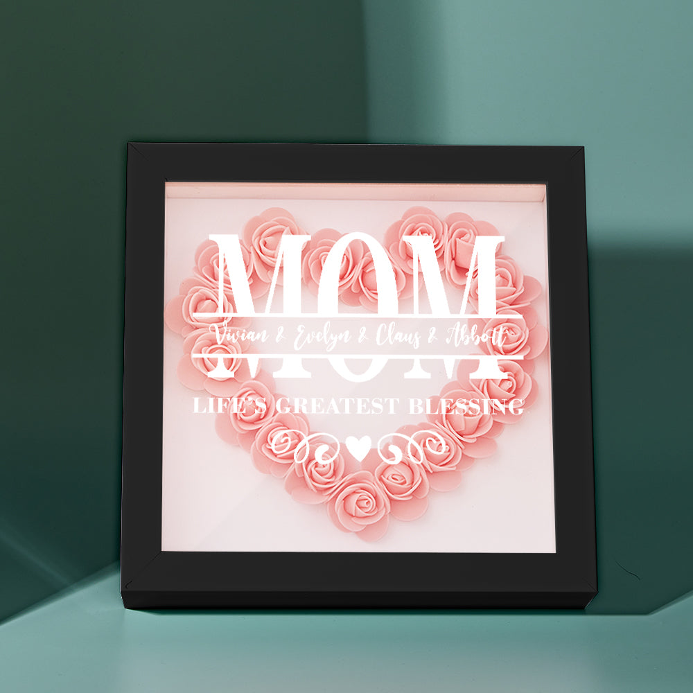 Custom Flower Shadow Box Personalized Name Flower Shadowbox Frame Mother's Day Gift