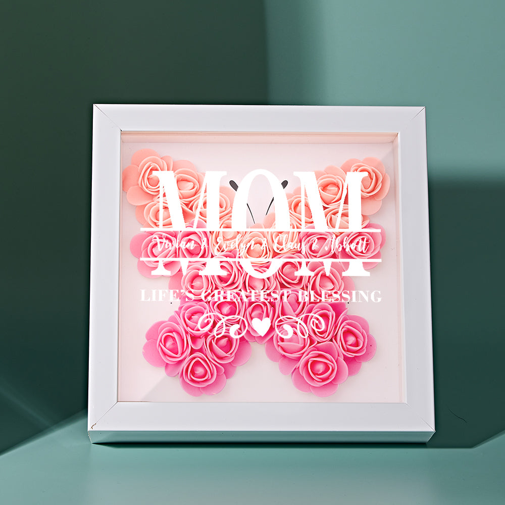 Custom Flower Shadow Box Personalized Name Flower Shadowbox Frame Mother's Day Gift