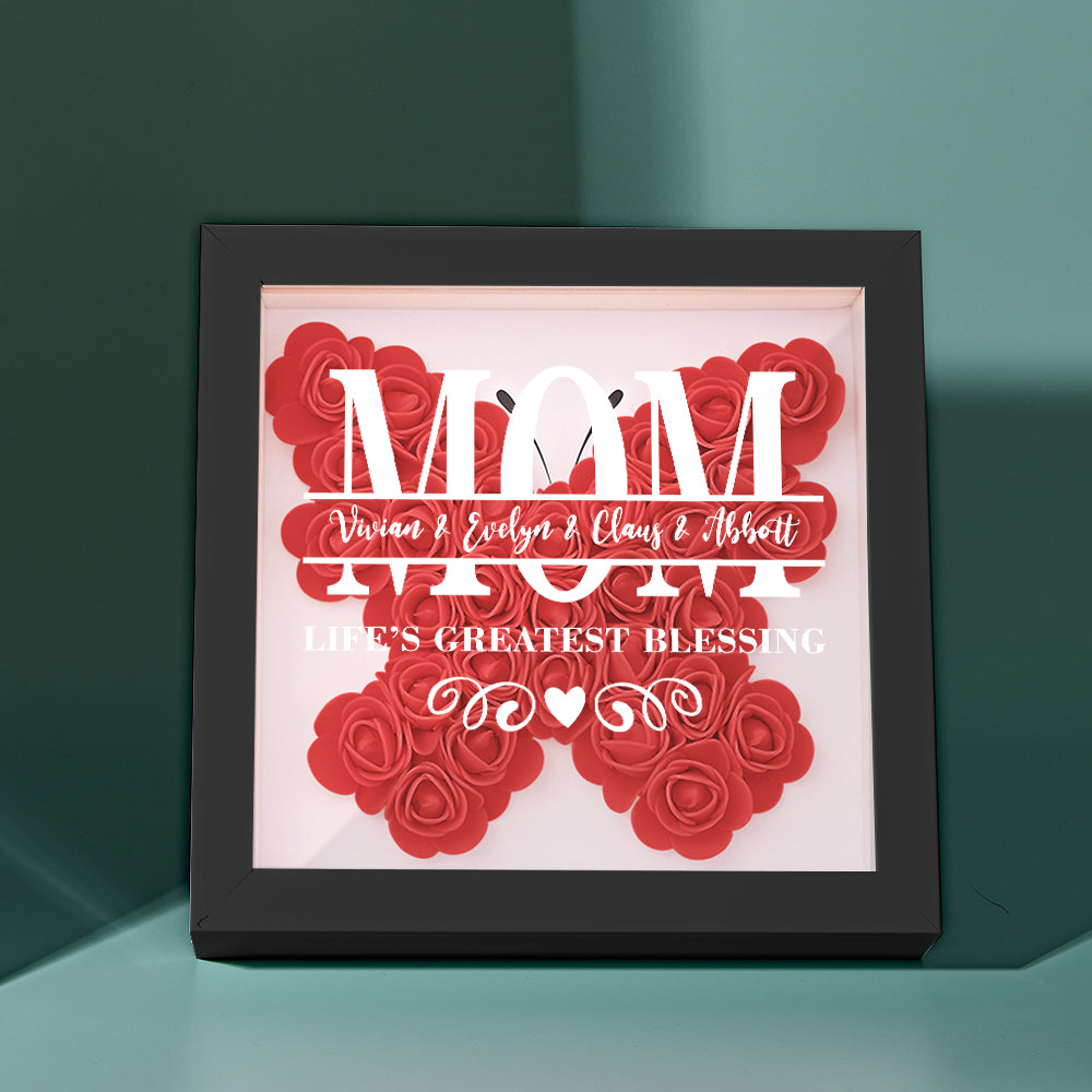 Custom Flower Shadow Box Personalized Name Flower Shadowbox Frame Mother's Day Gift