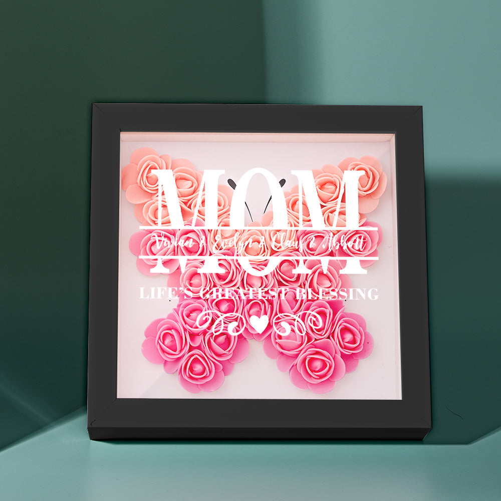 Custom Flower Shadow Box Personalized Name Flower Shadowbox Frame Mother's Day Gift