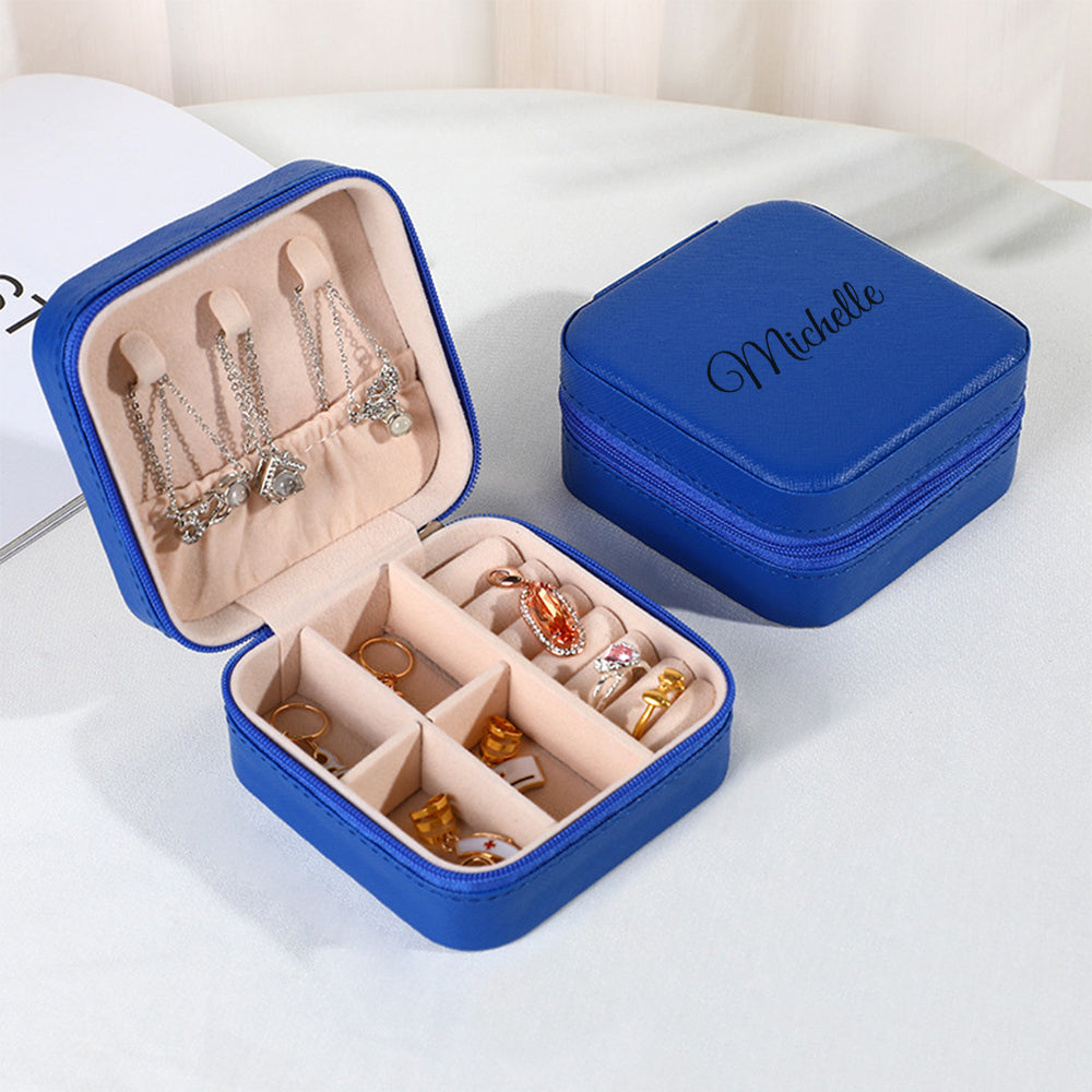 Personalized Name PU Leather Jewelry Box Jewelry Organizer Gifts for Her Wedding Gift