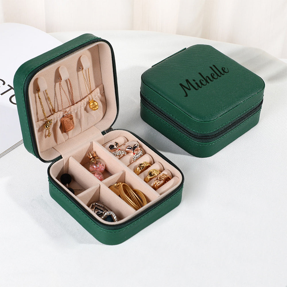 Personalized Name PU Leather Jewelry Box Jewelry Organizer Gifts for Her Wedding Gift