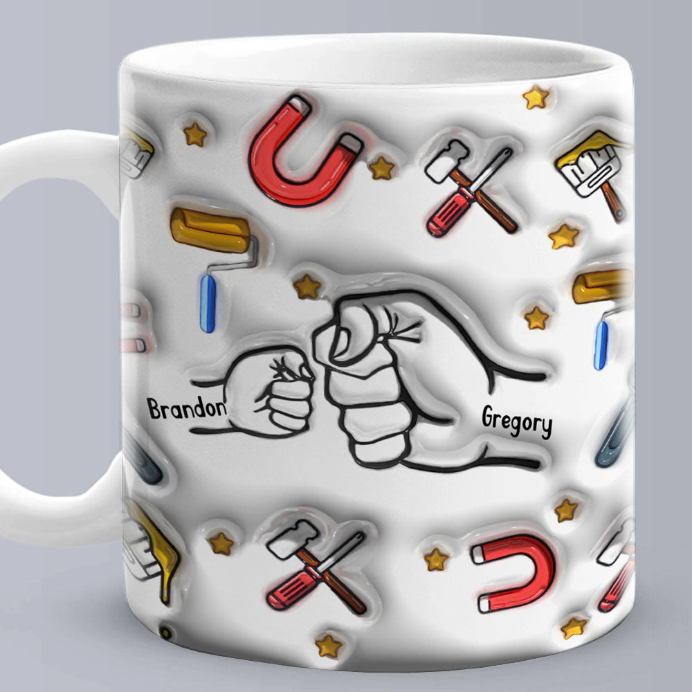 Personalized Fist Bump Mug for Papa - Custom 3D Inflated Design - Father's Day Gift