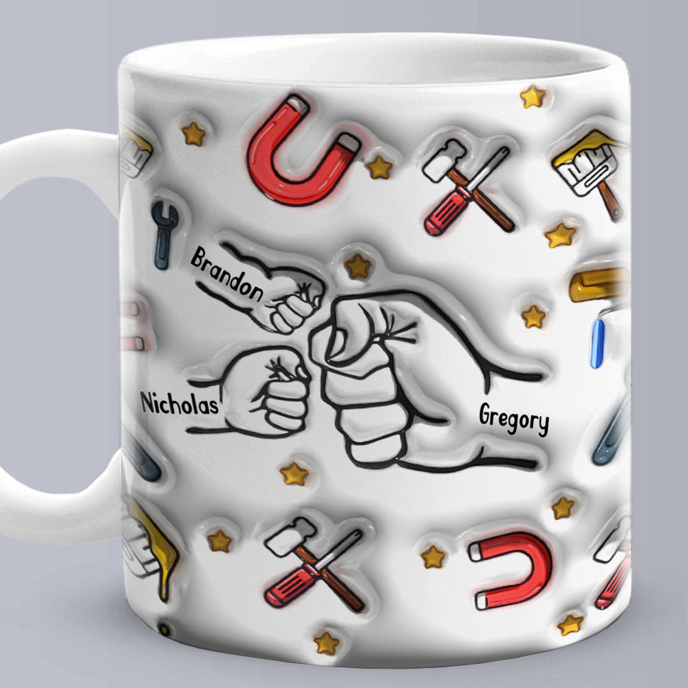 Personalized Fist Bump Mug for Papa - Custom 3D Inflated Design - Father's Day Gift