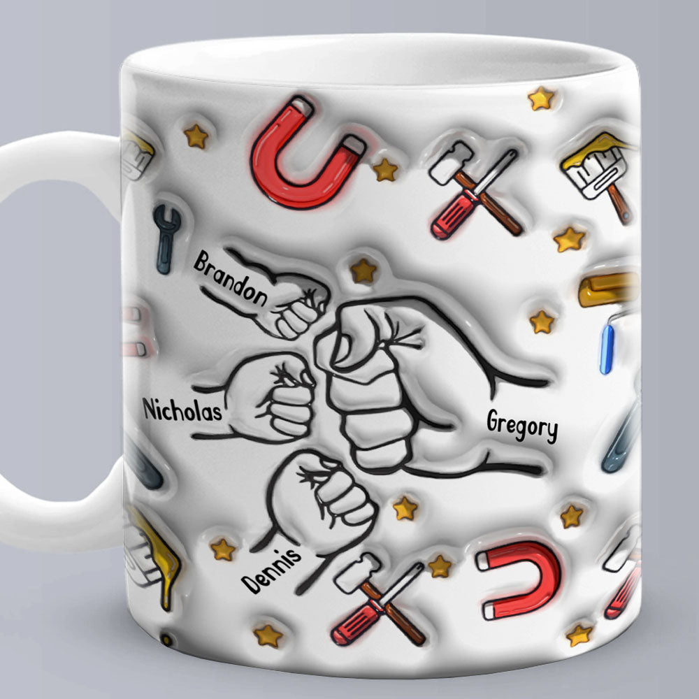 Personalized Fist Bump Mug for Papa - Custom 3D Inflated Design - Father's Day Gift