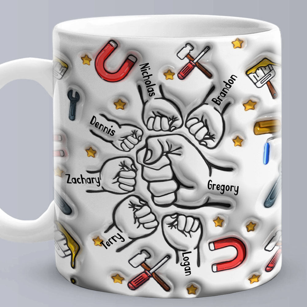 Personalized Fist Bump Mug for Papa - Custom 3D Inflated Design - Father's Day Gift