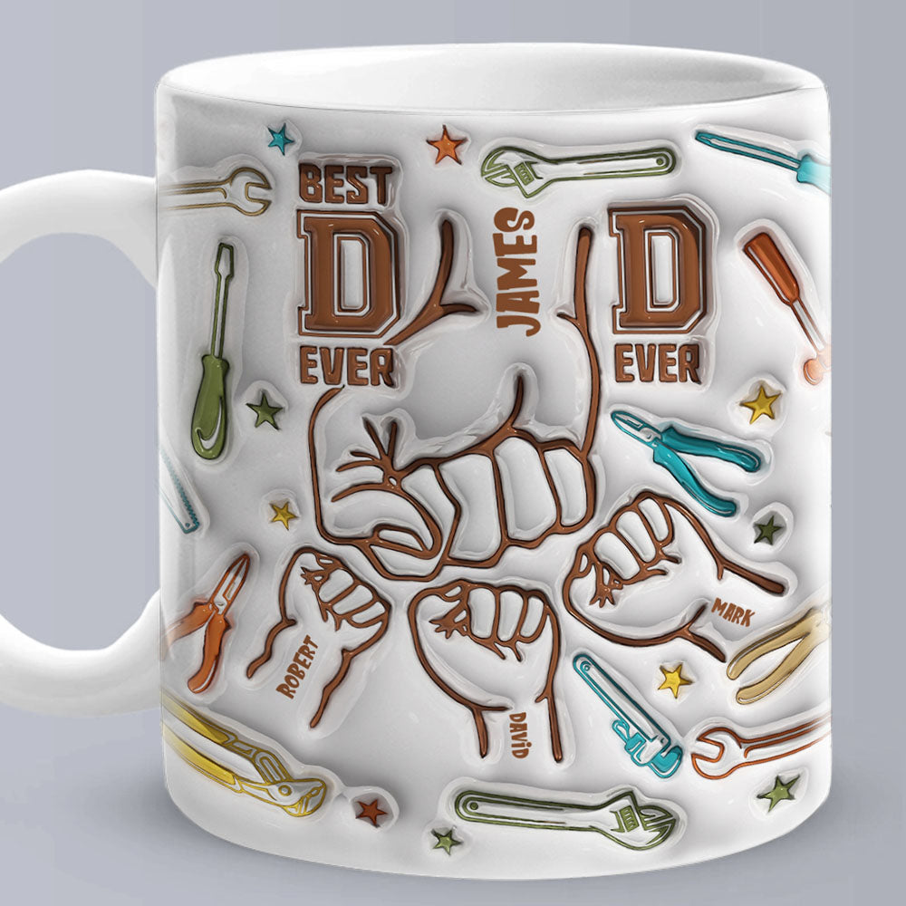 Personalized Names Custom 1-6 Kids 3D Inflated Effect Printed Mug - Perfect Father's Day Gift