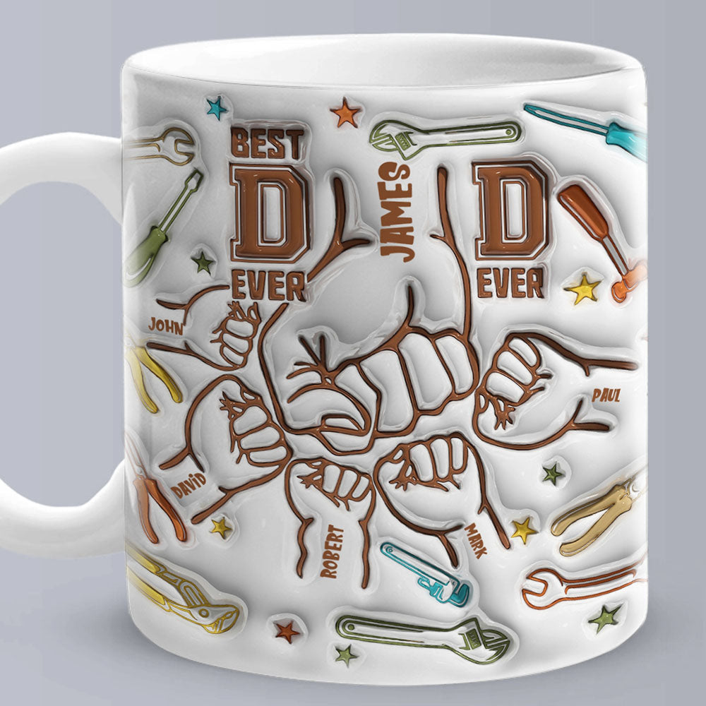 Personalized Names Custom 1-6 Kids 3D Inflated Effect Printed Mug - Perfect Father's Day Gift