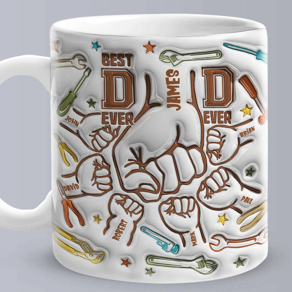 Personalized Names Custom 1-6 Kids 3D Inflated Effect Printed Mug - Perfect Father's Day Gift