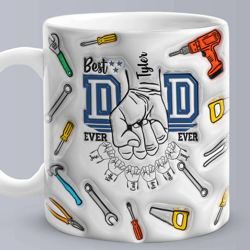 Personalized Names 3D Inflated Effect Printed Mug - Custom Father's Day Gift