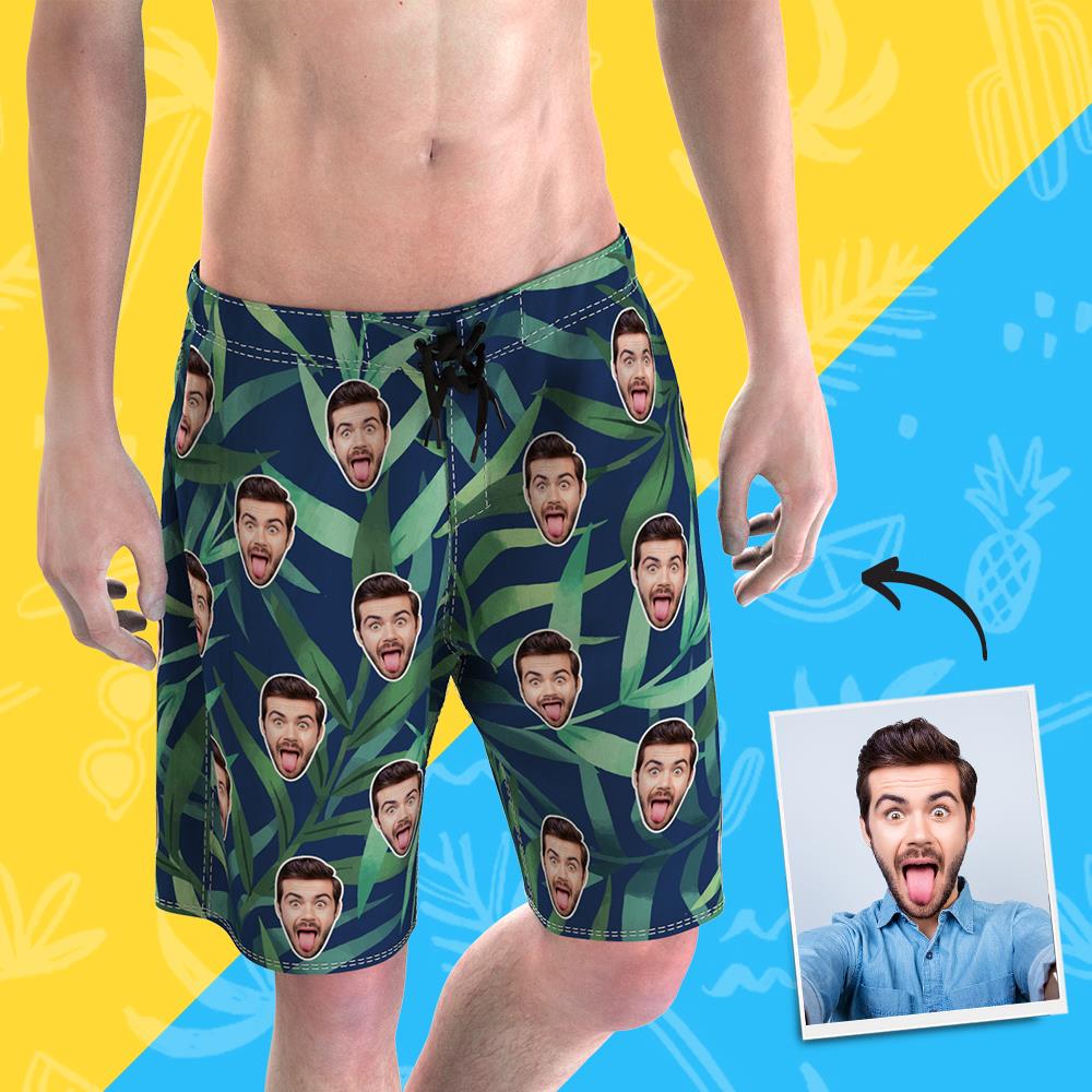 Personalized Men's Lounge Shorts Custom Swim Trunks with Face