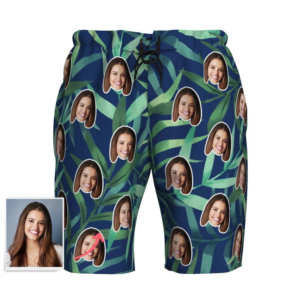 Personalized Men's Lounge Shorts Custom Swim Trunks with Face