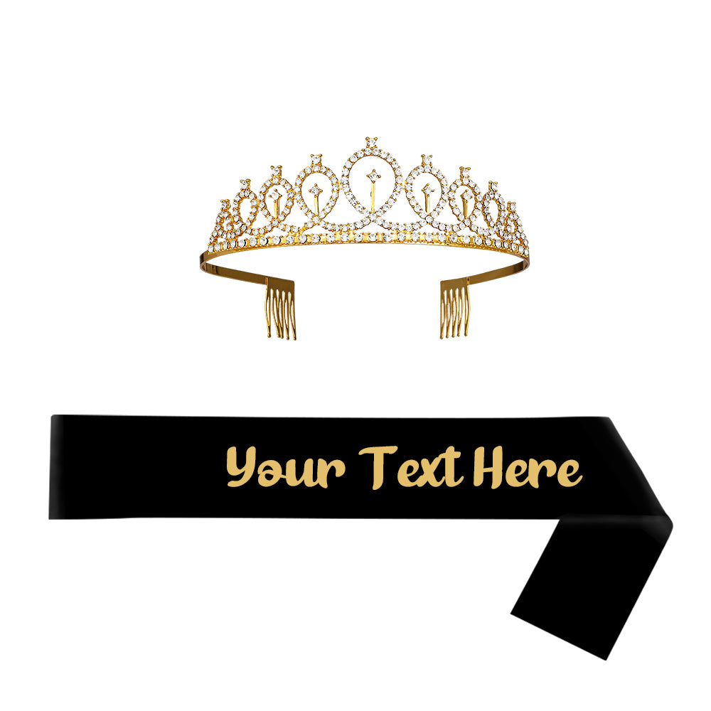 Custom Sash and Tiara Set Personalized Sash Rhinestone Crowns Party Decorations Kit for Women