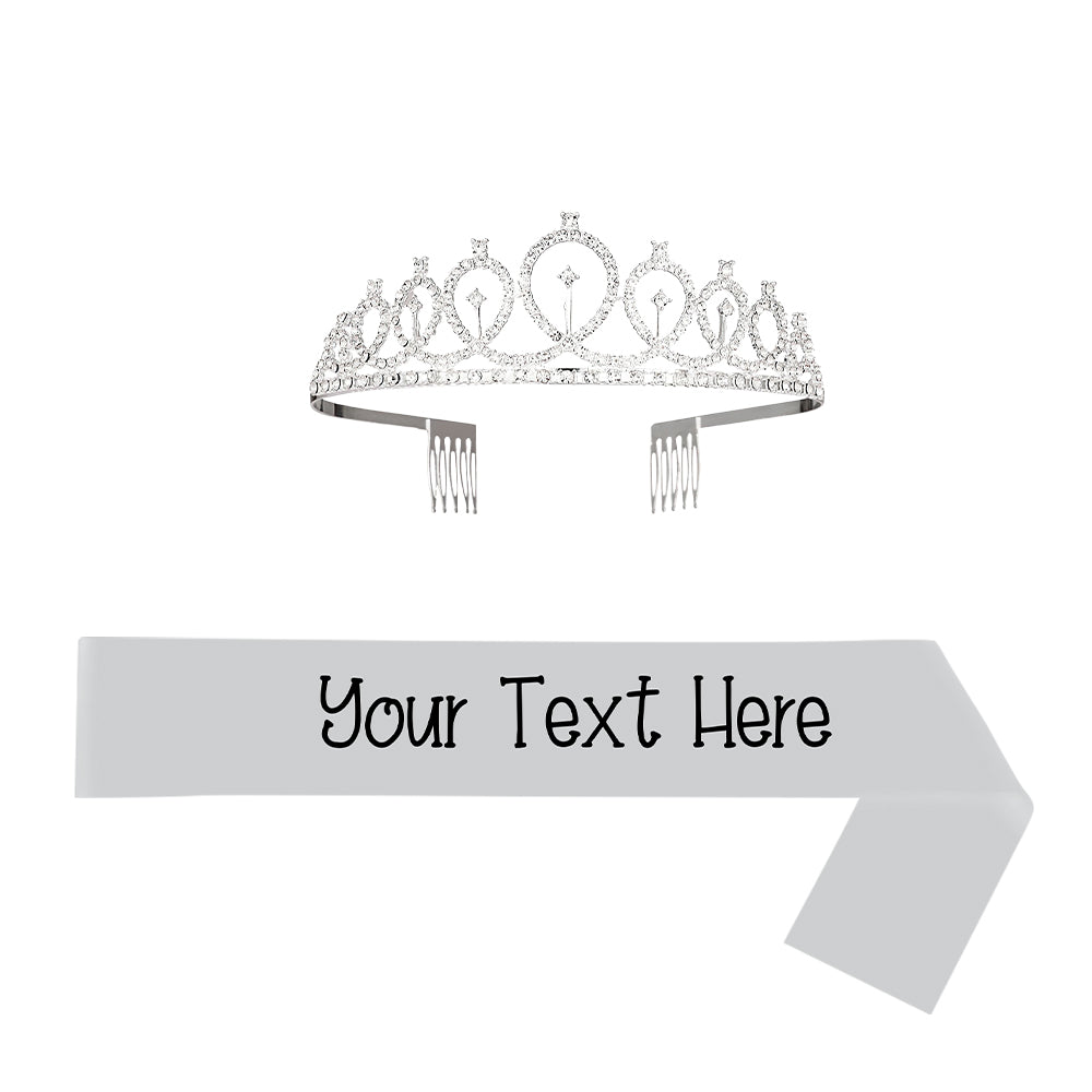 Custom Sash and Tiara Set Personalized Sash Rhinestone Crowns Party Decorations Kit for Women