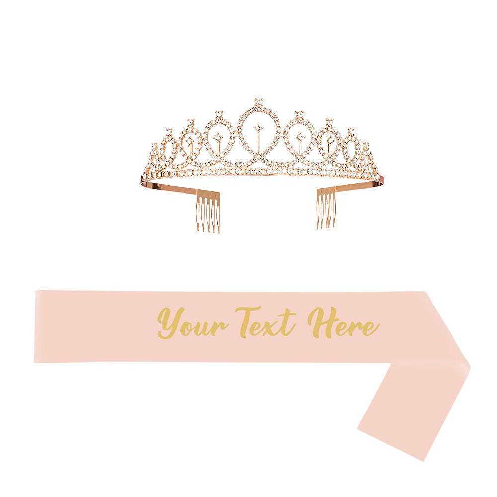 Custom Sash and Tiara Set Personalized Sash Rhinestone Crowns Party Decorations Kit for Women