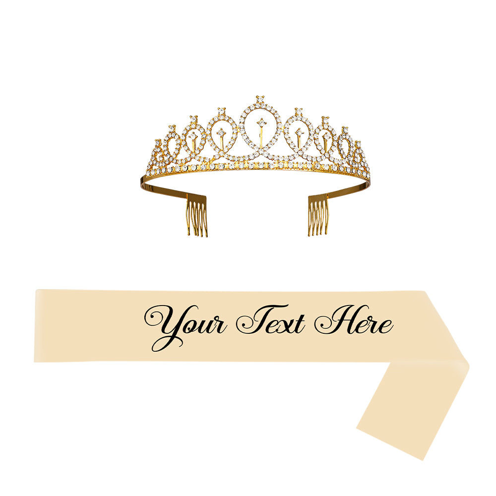 Custom Sash and Tiara Set Personalized Sash Rhinestone Crowns Party Decorations Kit for Women