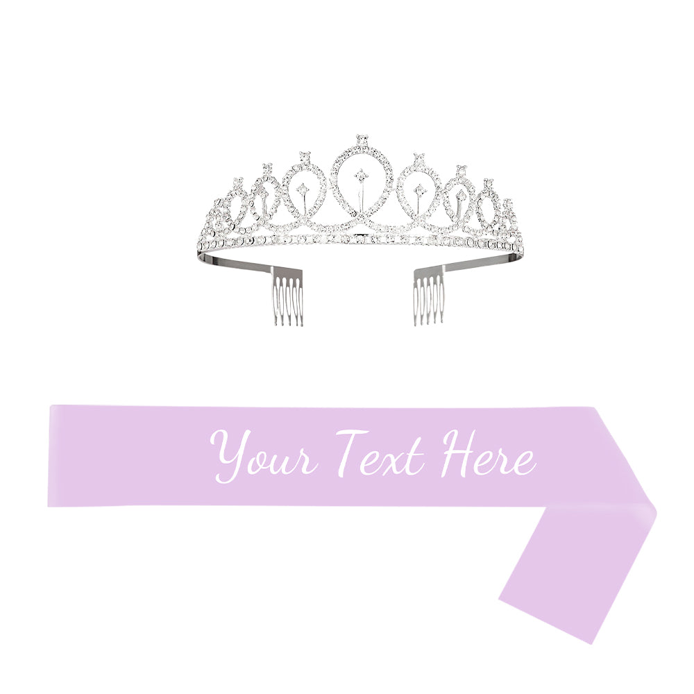 Custom Sash and Tiara Set Personalized Sash Rhinestone Crowns Party Decorations Kit for Women