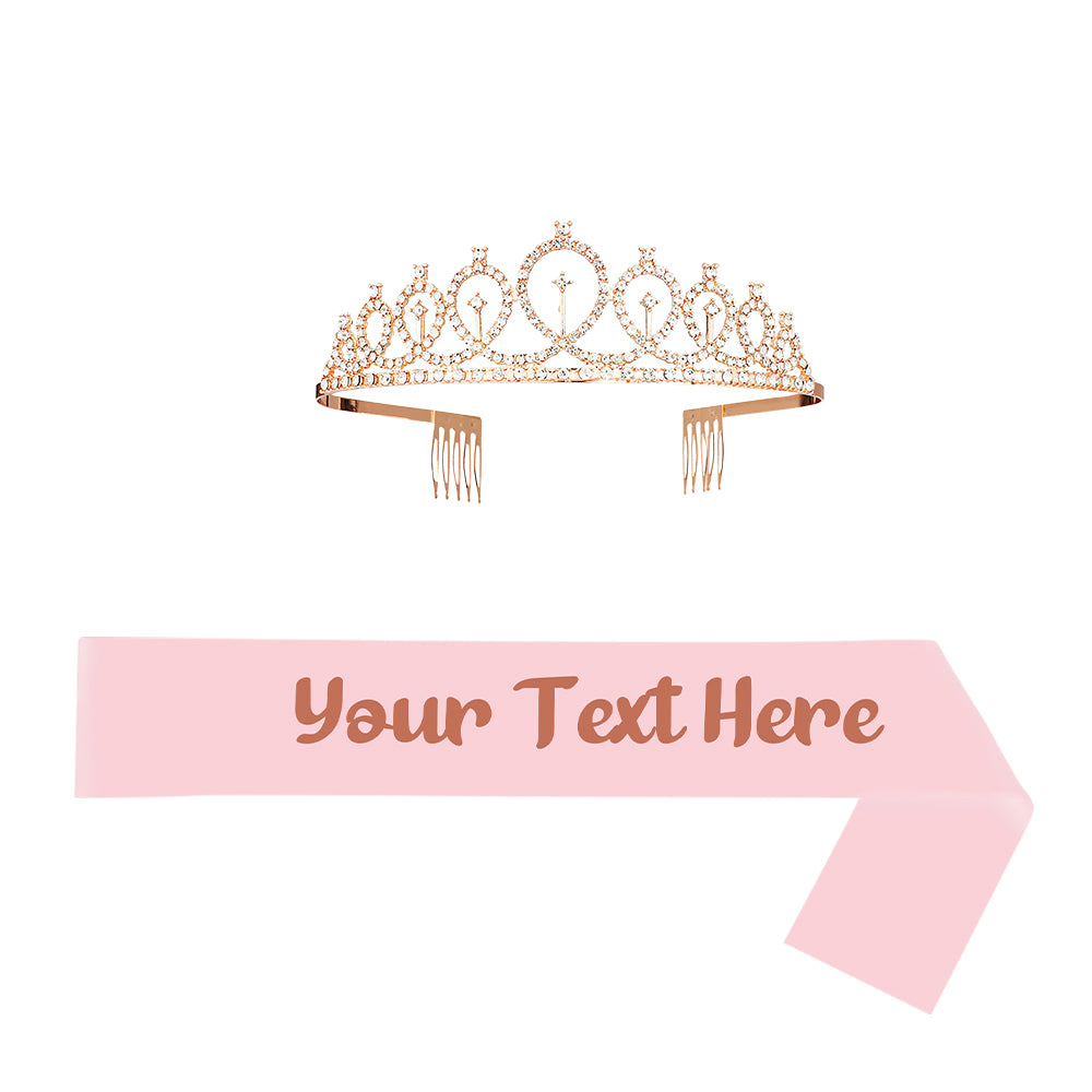 Custom Sash and Tiara Set Personalized Sash Rhinestone Crowns Party Decorations Kit for Women