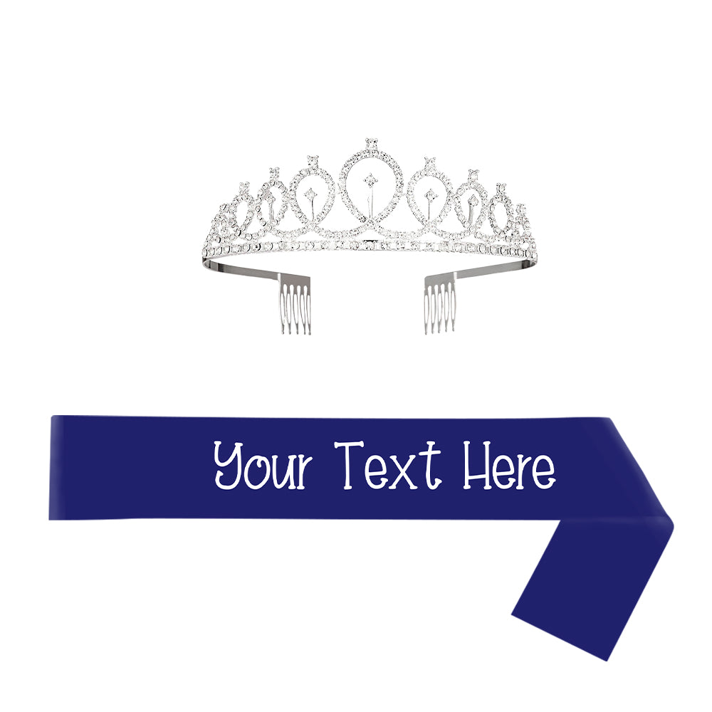 Custom Sash and Tiara Set Personalized Sash Rhinestone Crowns Party Decorations Kit for Women