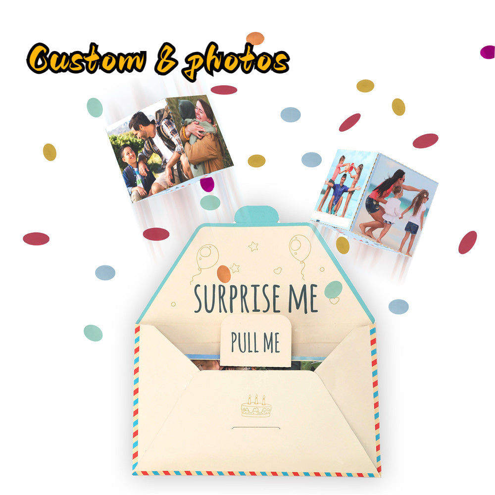 Personalise Surprise Confetti Card Birthday Exploding Box Card Custom Photo 3D Pop-Up Greeting Card