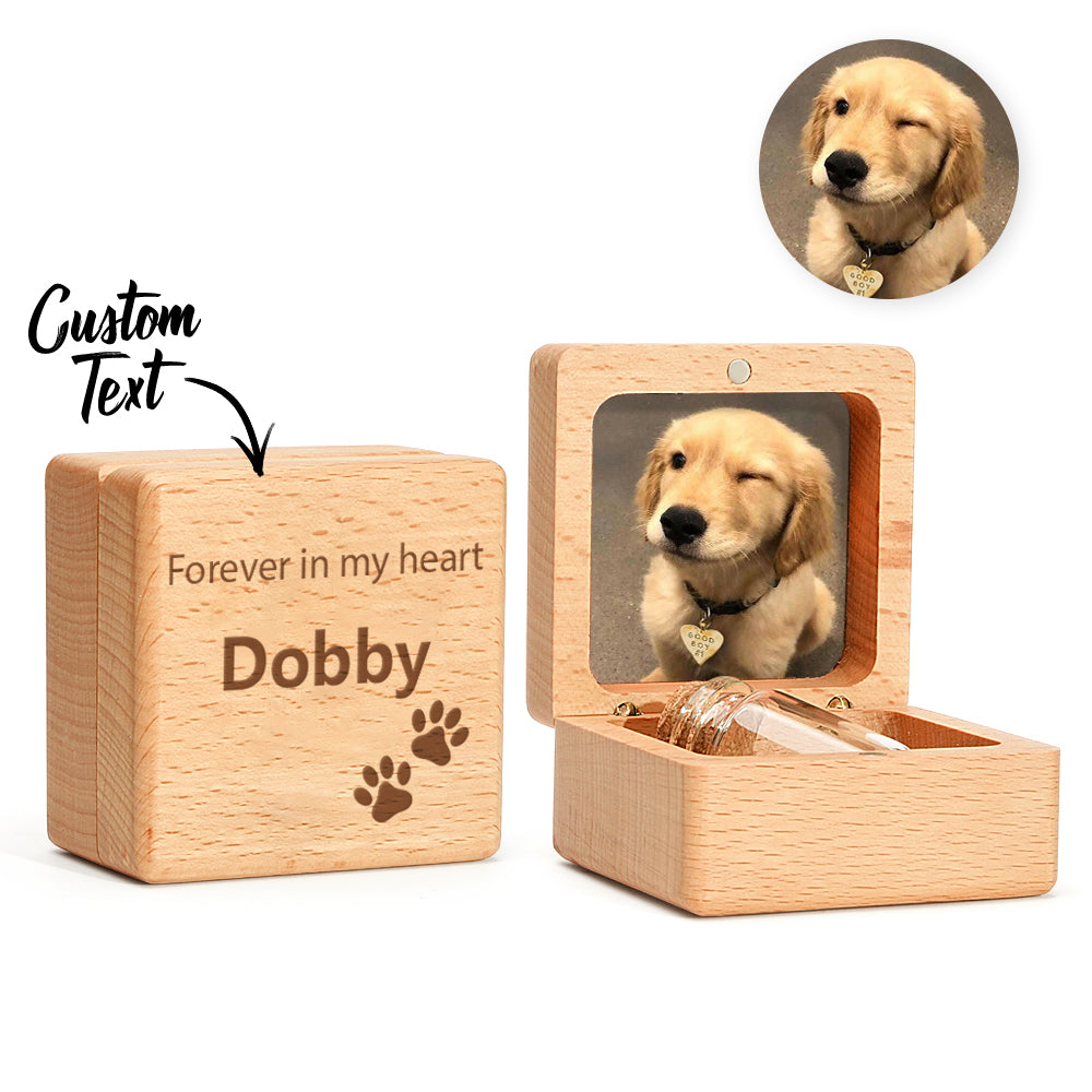 Personalized Pet Fur Wooden Keepsake Box Loss of Pet Memorial Gift for Pet Owner