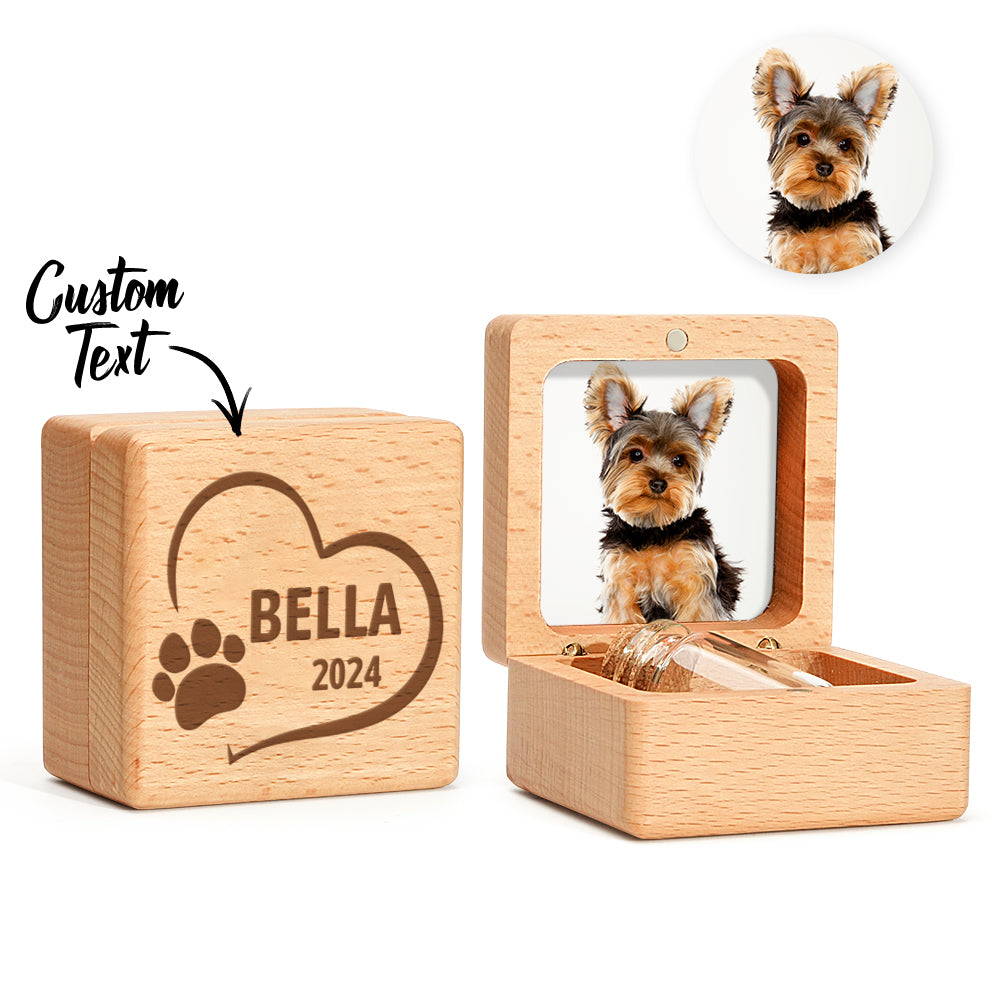 Personalized Pet Fur Wooden Keepsake Box Loss of Pet Memorial Gift for Pet Owner