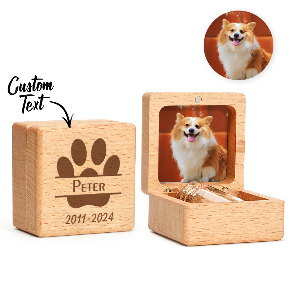 Personalized Pet Fur Wooden Keepsake Box Loss of Pet Memorial Gift for Pet Owner