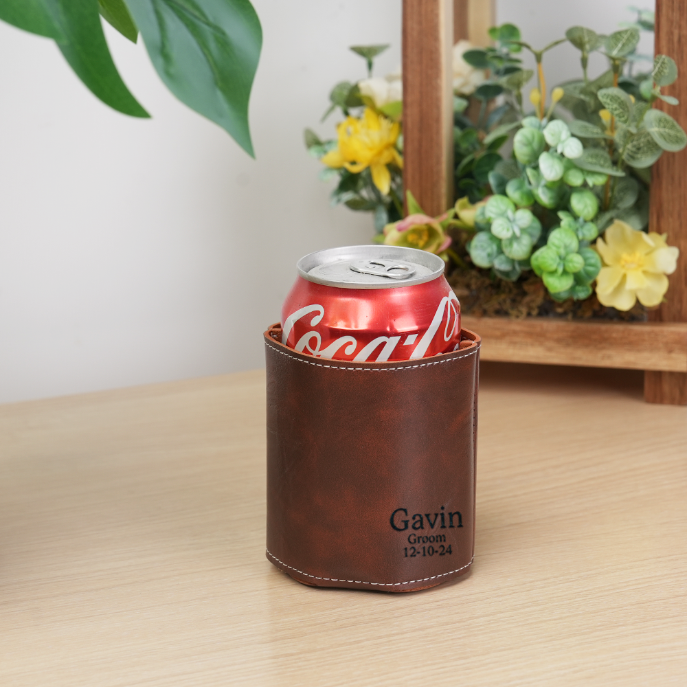 Personalized Groomsmen Can Cooler Holder Engraved Can Cooler Groomsman Gift Ideas