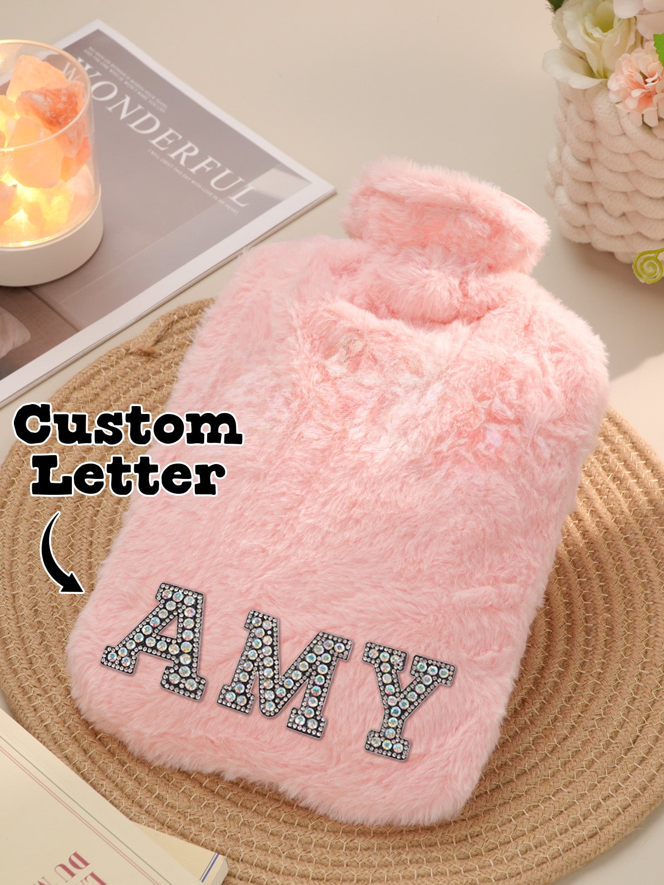 Personalized Hot Water Bottle with Initial Hot Compress and Cold Therapy Hot Water Bag for Winter Gifts