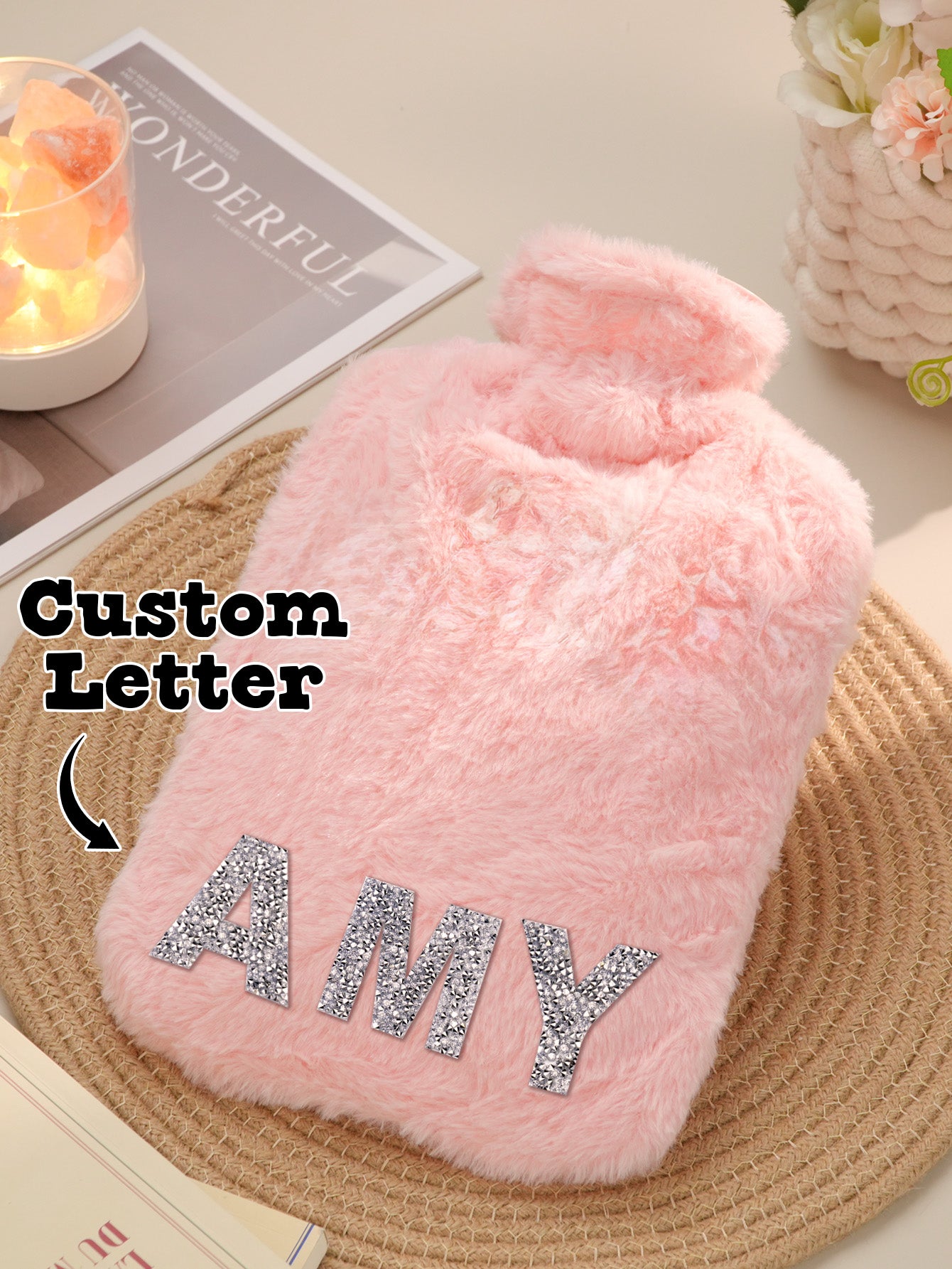 Personalized Hot Water Bottle with Initial Hot Compress and Cold Therapy Hot Water Bag for Winter Gifts