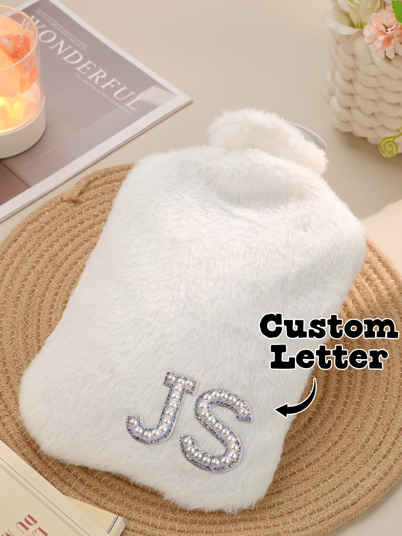 Personalized Hot Water Bottle with Initial Hot Compress and Cold Therapy Hot Water Bag for Winter Gifts