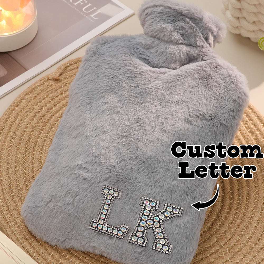 Personalized Hot Water Bottle with Initial Hot Compress and Cold Therapy Hot Water Bag for Winter Gifts