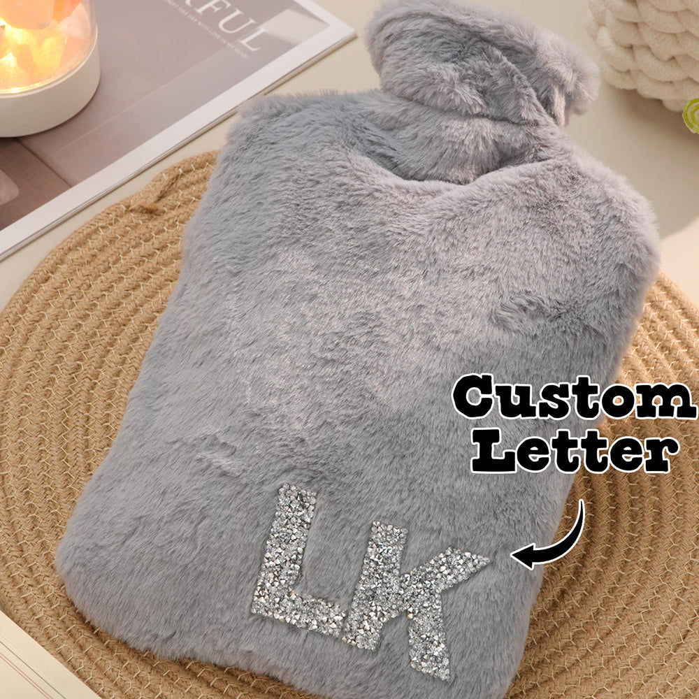 Personalized Hot Water Bottle with Initial Hot Compress and Cold Therapy Hot Water Bag for Winter Gifts