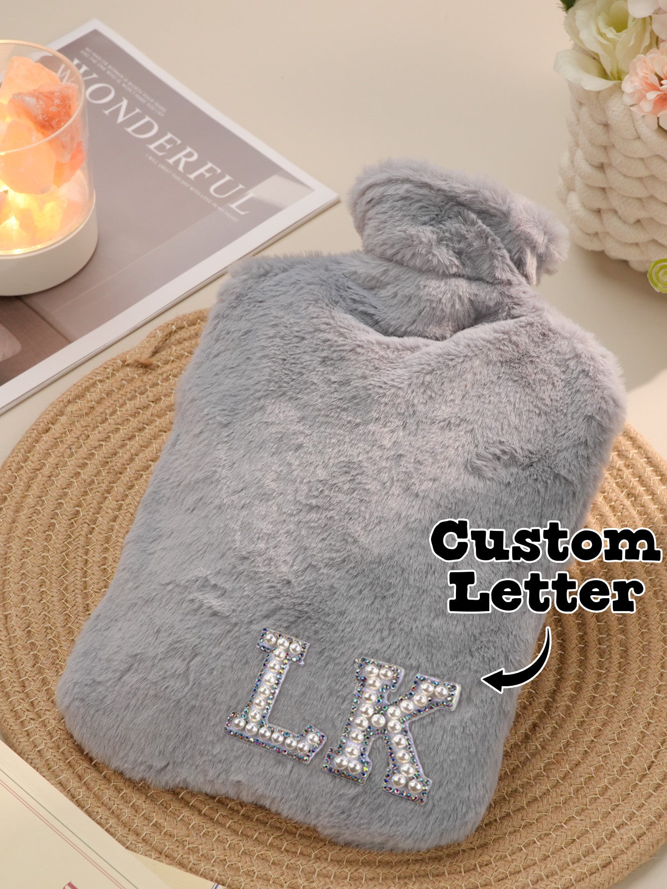 Personalized Hot Water Bottle with Initial Hot Compress and Cold Therapy Hot Water Bag for Winter Gifts