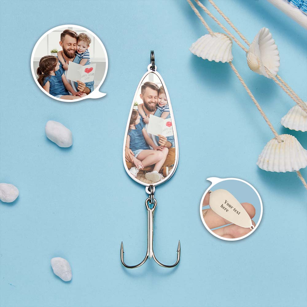 Custom Photo Engraved Text Fishing Hook Personalized Photo Fishing Lure Father's Day Gifts