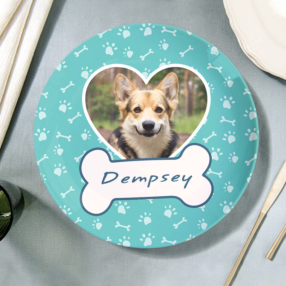 Personalized Pet Name Photo Ceramics Dinner Plates For Pet