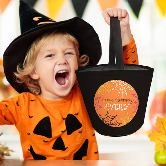 Custom Halloween Trick or Treat Bucket Reusable Goody Bags for Kids Halloween Party Gifts