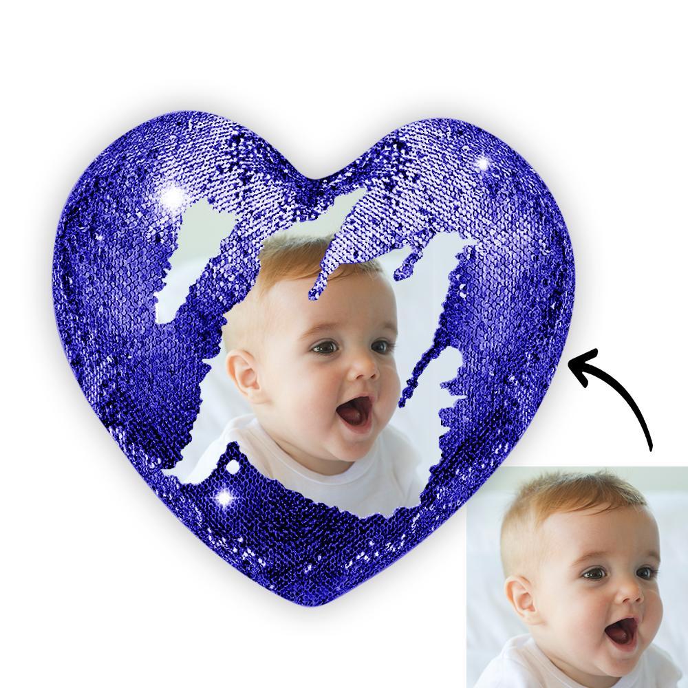 Custom Heart Magic Sequin Pillow with Photo - 9 Colors