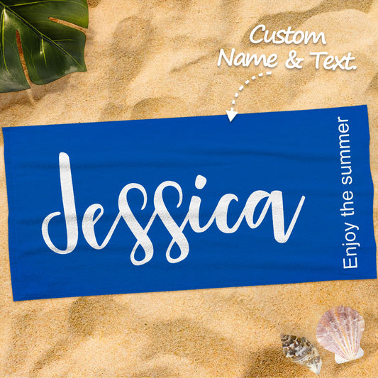 Personalized Beach Towel Custom Name Text Pool Bath Towel