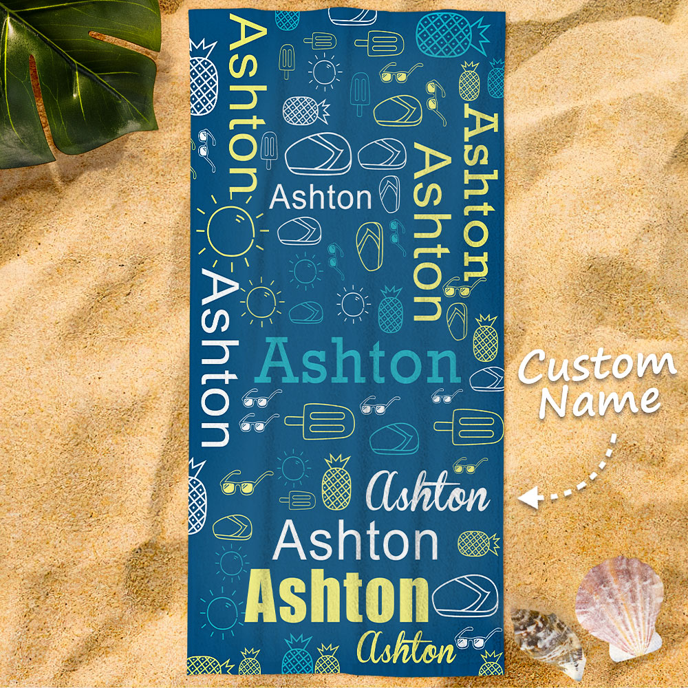 Customized Name Beach Towel Personalized Funny Pool Towels