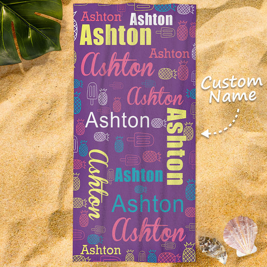 Customized Name Beach Towel Personalized Funny Pool Towels