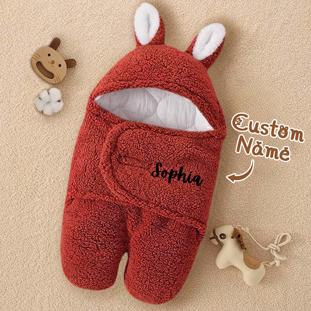 Personalized Bunny Baby Swaddle with Name Infant Sleeping Bag Blanket for Baby Shower Gift