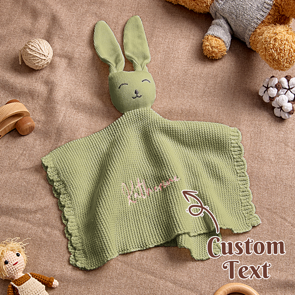 Personalized Baby Soothing Towel Soft Sleeping Bunny Towel with Embroidered Name Gift for Baby