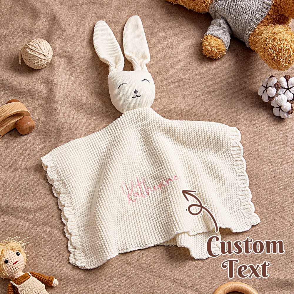 Personalized Baby Soothing Towel Soft Sleeping Bunny Towel with Embroidered Name Gift for Baby