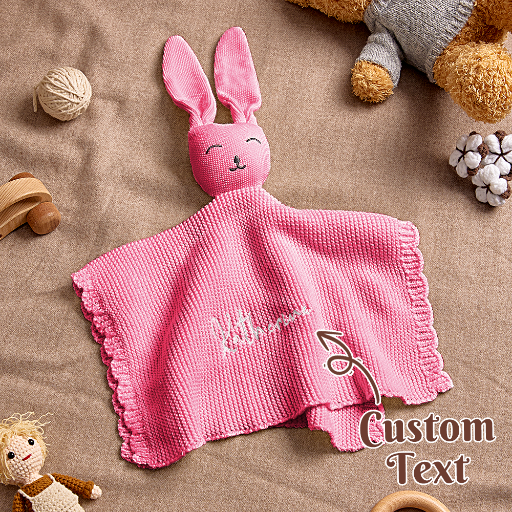 Personalized Baby Soothing Towel Soft Sleeping Bunny Towel with Embroidered Name Gift for Baby