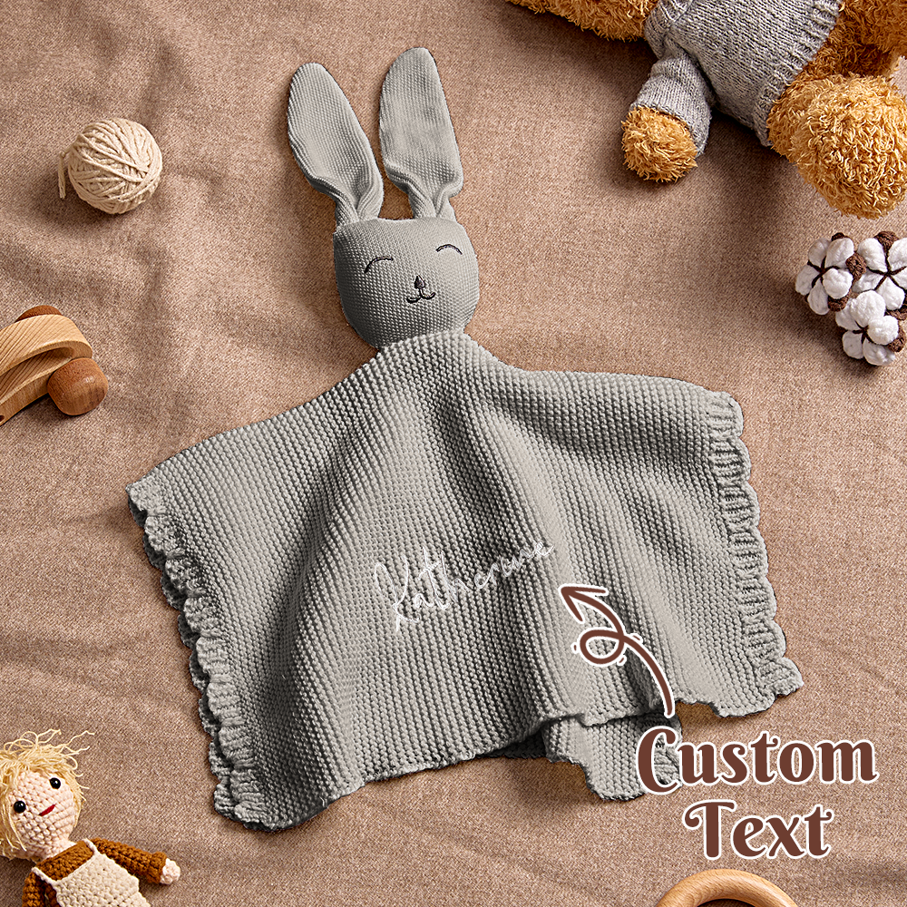 Personalized Baby Soothing Towel Soft Sleeping Bunny Towel with Embroidered Name Gift for Baby