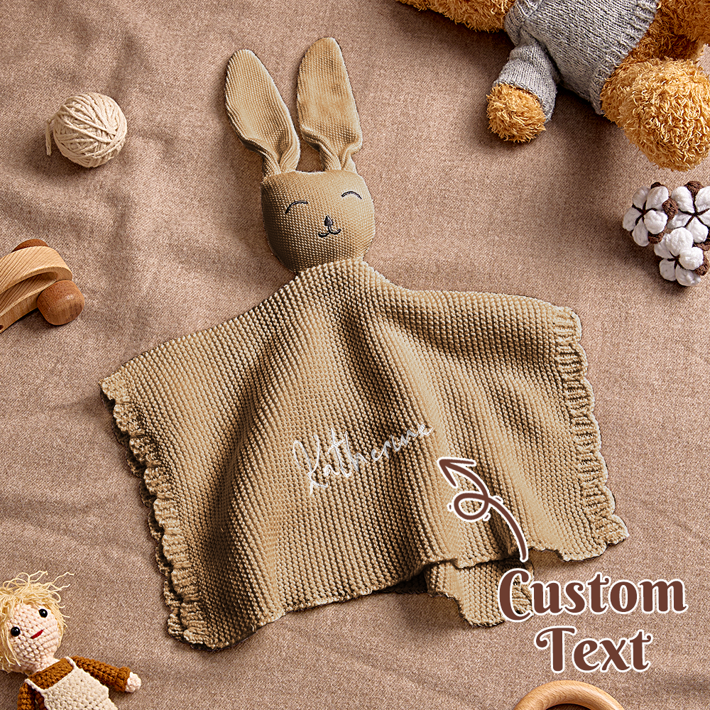 Personalized Baby Soothing Towel Soft Sleeping Bunny Towel with Embroidered Name Gift for Baby