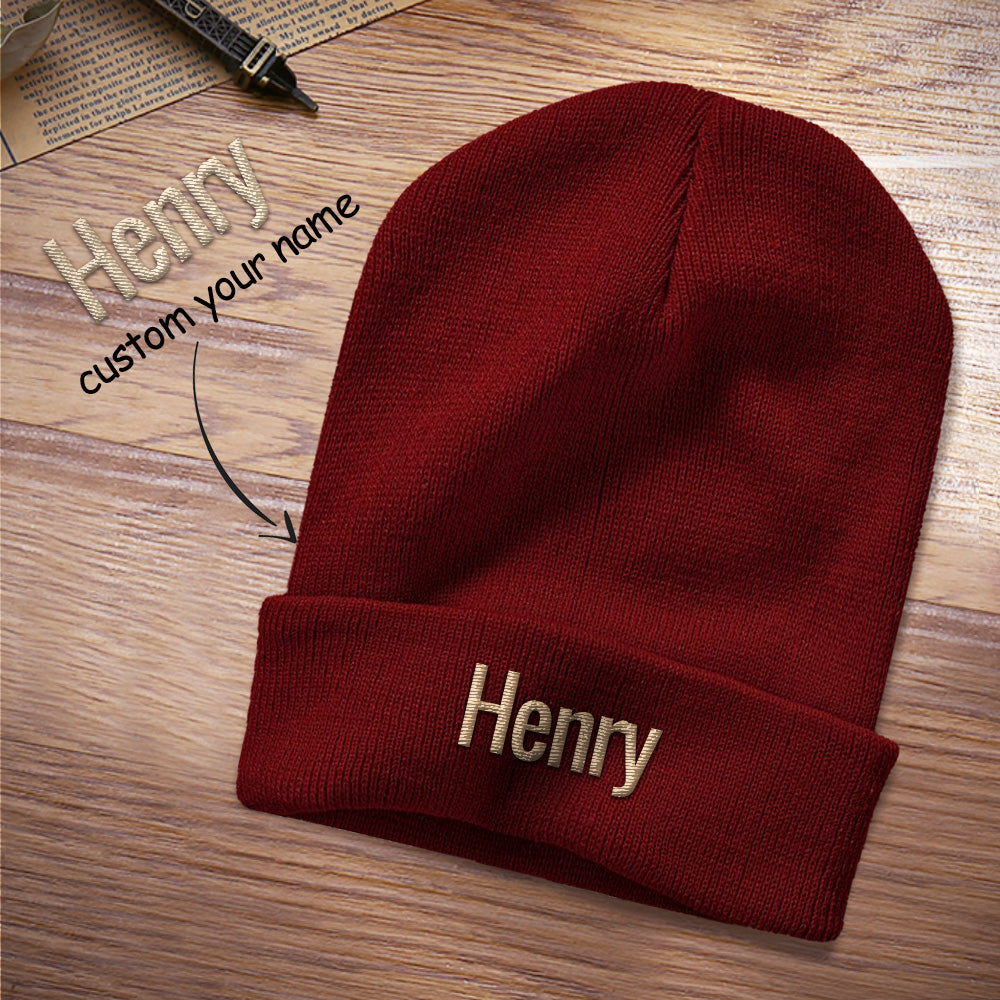 Custom Embroidered Beanie Personalized Winter Hat - 8 Colors