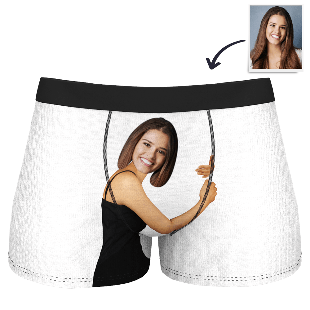 Custom Girlfriend Hugs Boxer Shorts Christmas Gift For Him