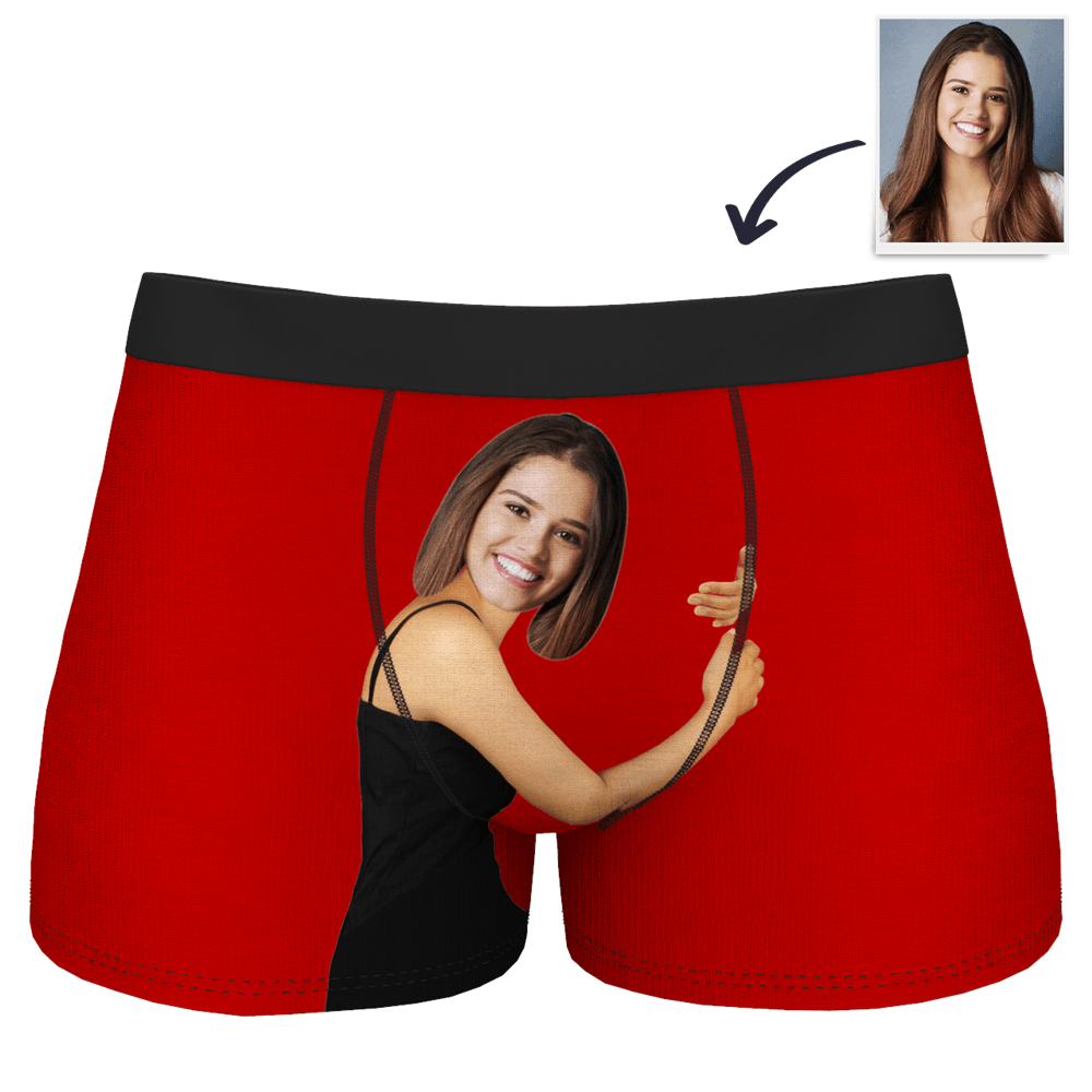 Custom Girlfriend Hugs Boxer Shorts Christmas Gift For Him